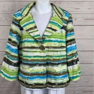 Analogy Embroidered 1-Button Jacket Bright Stripes